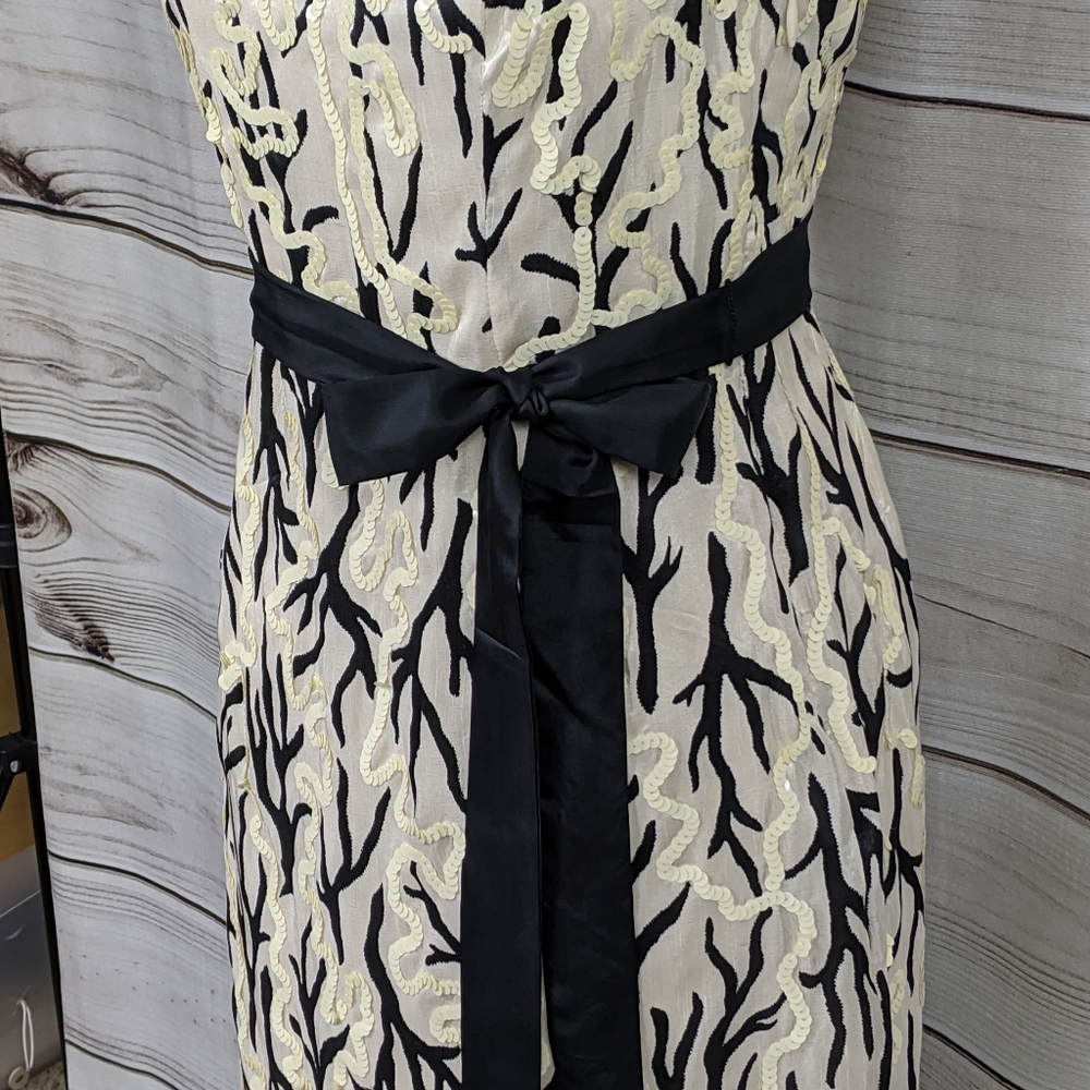 ANTHRO MOULINETTE SOEURS Sequin Cream/Black Dress - Picture 3 of 15